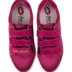 Baskets en tissu Edith Satin Amour Framboise
