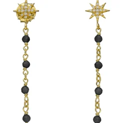 Boucles D'oreilles Argent Dorée étoile Zirconium Blanc