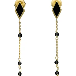 Boucles D'oreilles Argent Dorée Losange Pierre Spinelle