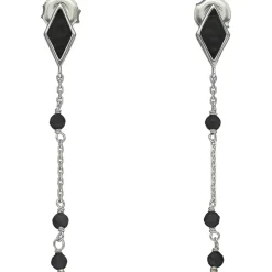 Boucles D'oreilles Argent Rhodié Losange Pierre Spinelle