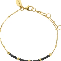 Bracelet Argent Doré Pampilles Dorées Et Pierres Naturelles