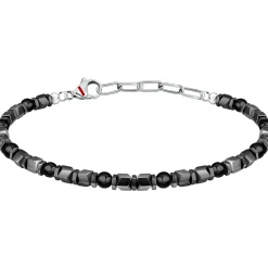 Bracelet en acier et onyx