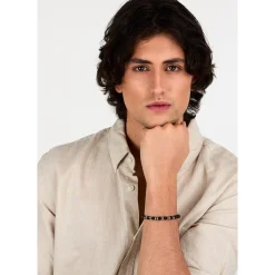 Bracelet en acier et onyx