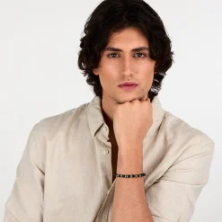 Bracelet en acier et onyx