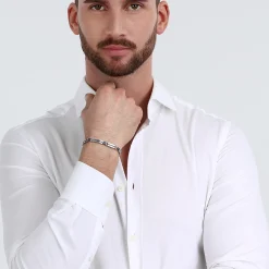 Bracelet en acier et zircon