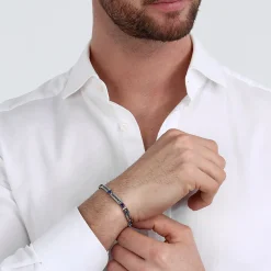 Bracelet en acier et zircon