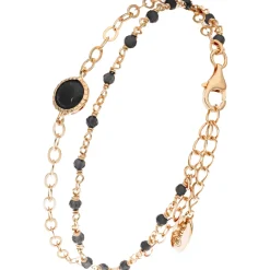 Bracelet En Argent Doré Double Chaine Pierres Naturelles