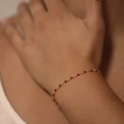 Bracelet En Argent Doré Pierres Tourmaline