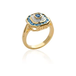 by - Bague plaqué or saphir véritable