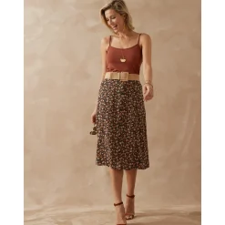 by - Jupe boutonnée élastiquée