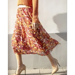 by - Jupe longue élastiquée en voile