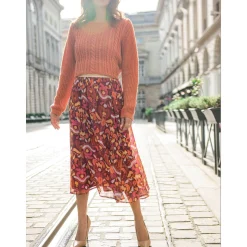 by - Jupe longue élastiquée en voile