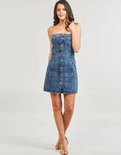 CHAIN STRAP DENIM DRESS