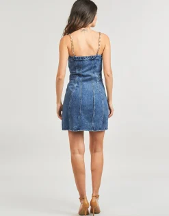 CHAIN STRAP DENIM DRESS