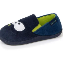 Chaussons mocassins Enfant Marine monstre jaune