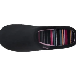 Chaussons mules Femme Noir rayures