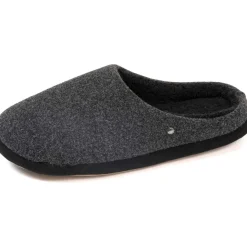 Chaussons mules Homme Noir feutrine chinée