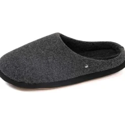 Chaussons mules Homme Noir feutrine chinée