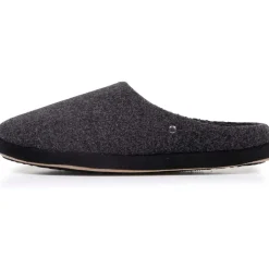 Chaussons mules Homme Noir feutrine chinée