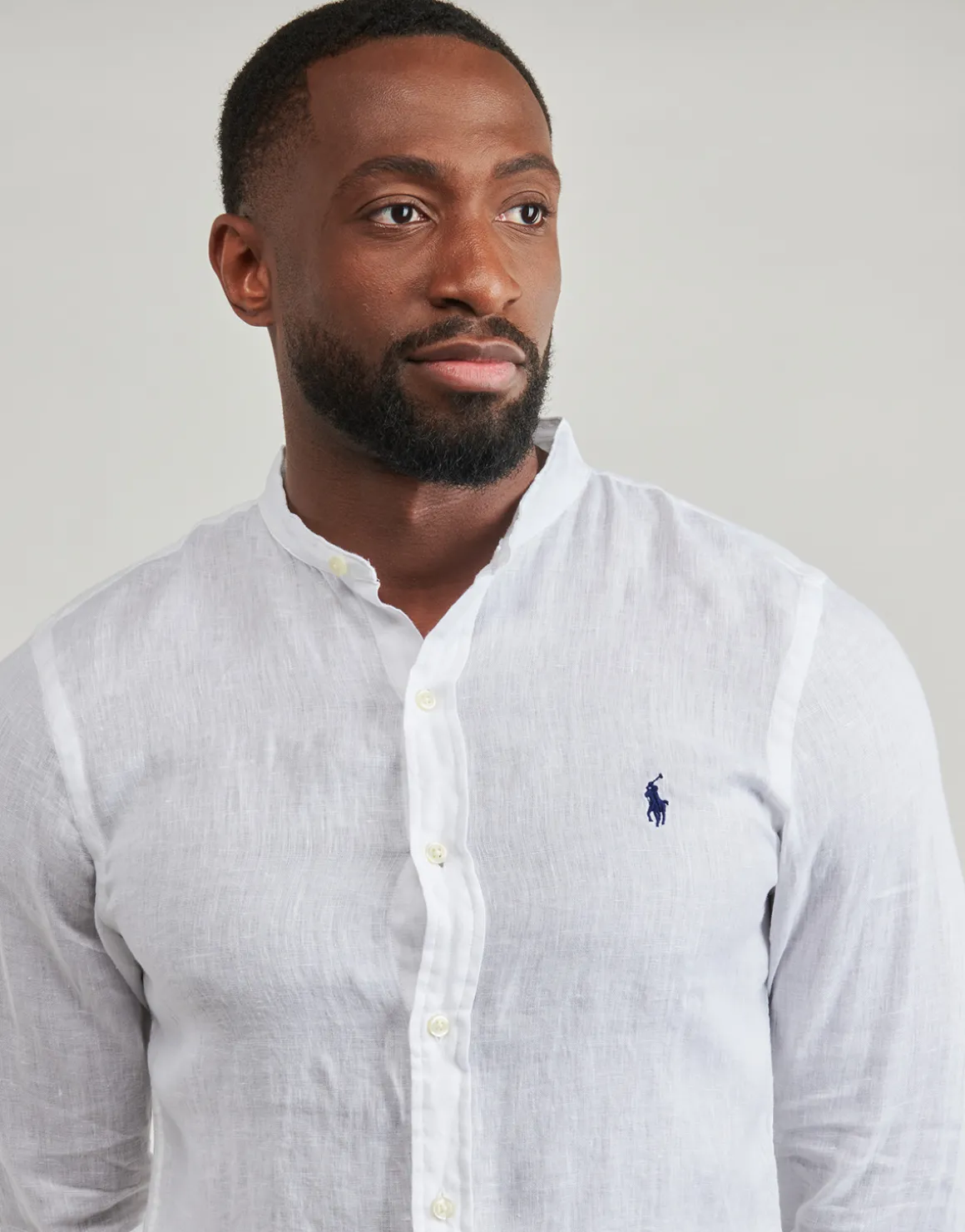 CHEMISE AJUSTEE SLIM FIT EN LIN COL MAO