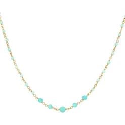 Collier Argent Doré Cascade Pierre Amazonite