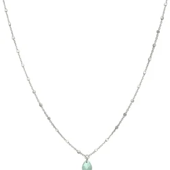 Collier Argent Rhodié Goutte Pierre Naturelle Amazonite