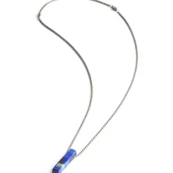 Collier homme Gemin Tantum acier oeil de tigre bleu