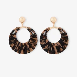 Grandes boucles d'oreilles cercle en tissu Léopard félin