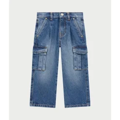 Jeans denim rigide modèle Cargo fille