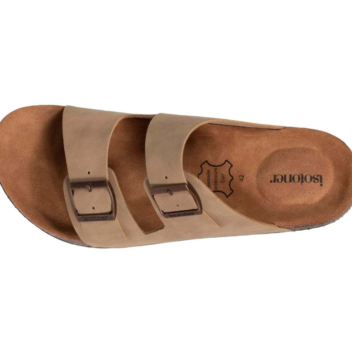 Mules claquettes Homme double bride taupe