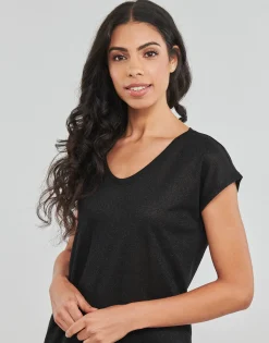 ONLSILVERY S/S V NECK LUREX TOP JRS