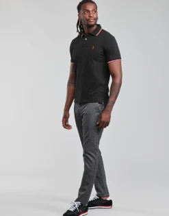 POLO COUPE DROITE EN COTON BASIC MESH COL RAYE
