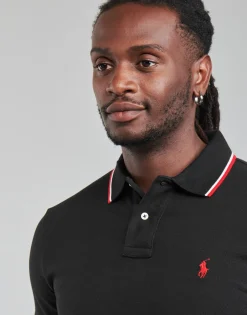 POLO COUPE DROITE EN COTON BASIC MESH COL RAYE