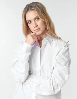 POPLIN BLOUSE W/ GATHERING