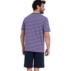 Pyjama court col rond RAYURES WAVES