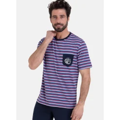 Pyjama court col rond RAYURES WAVES