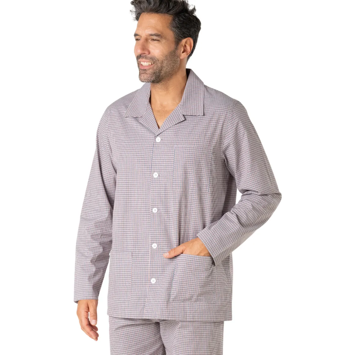 Pyjama long ouvert POPELINE