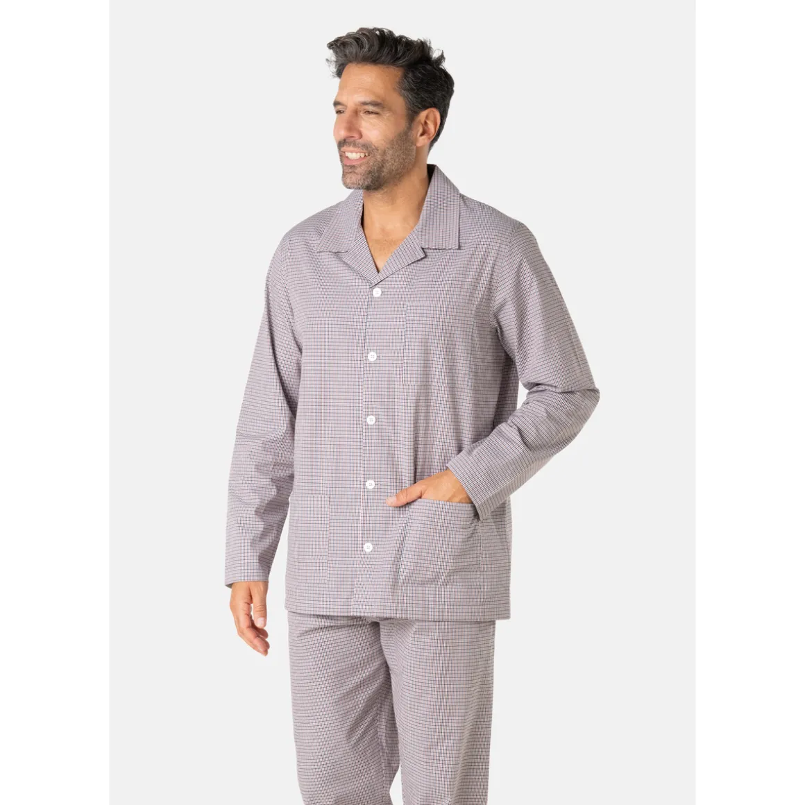 Pyjama long ouvert POPELINE