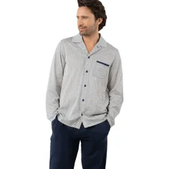 Pyjama long col ouvert MERCERISE