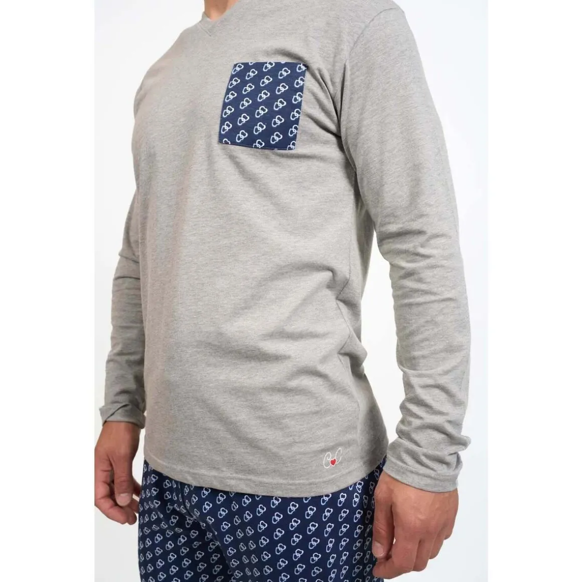 Pyjama long col V - CORALIE