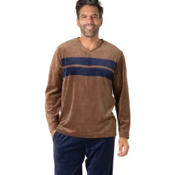 Pyjama long col V velours