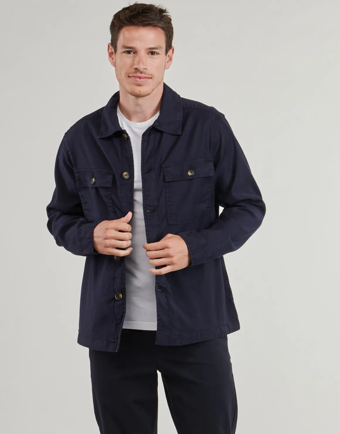 REG COT/LINEN OVERSHIRT
