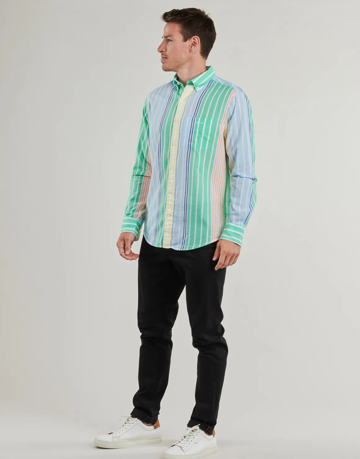 REG VOILE MULTI STRIPE SHIRT