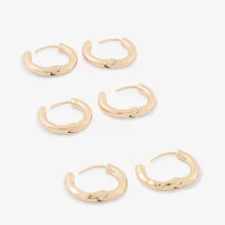 Set de 3 créoles lisses, sablées et martelées Léopard félin