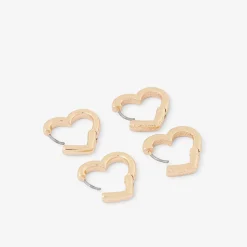 Set de 2 paires de créoles en forme de cœur Romantique