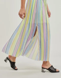 stripe pleated skirt