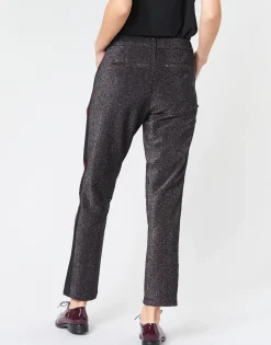 TAPERED LUREX PANTS WITH VELVET SIDE PANEL