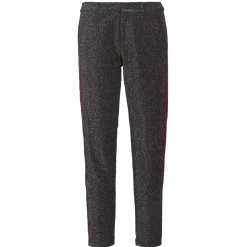 TAPERED LUREX PANTS WITH VELVET SIDE PANEL