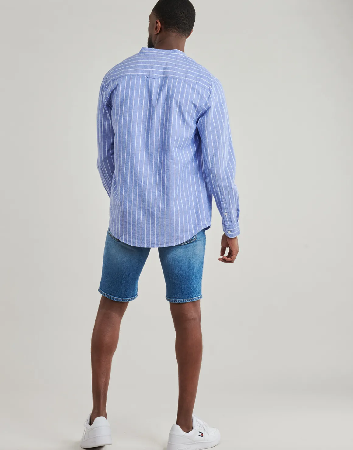 TJM LINEN MIX BND STP SHRT EXT