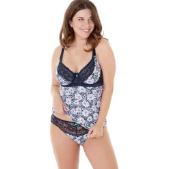 Top à armatures bonnets C, D et E indigo/vert Pas De Deux